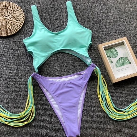 BRAND NEW. LAST ONE! GREEN/PURPLE MONOKINI - Picture 3 of 5